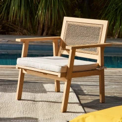 Alice's Garden Salon De Jardin 4 Places En Acacia Brossé Et Cannage Carré Avec Coussin Beige - Bohemia -SEMA design Boutique 03add fauteuil du salon de jardin en acacia bohemia