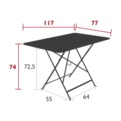 Fermob Table De Jardin Pliante En Acier Carbone- Bistro -SEMA design Boutique 091d4 dimension de la table de jardin cargo 117x77cm