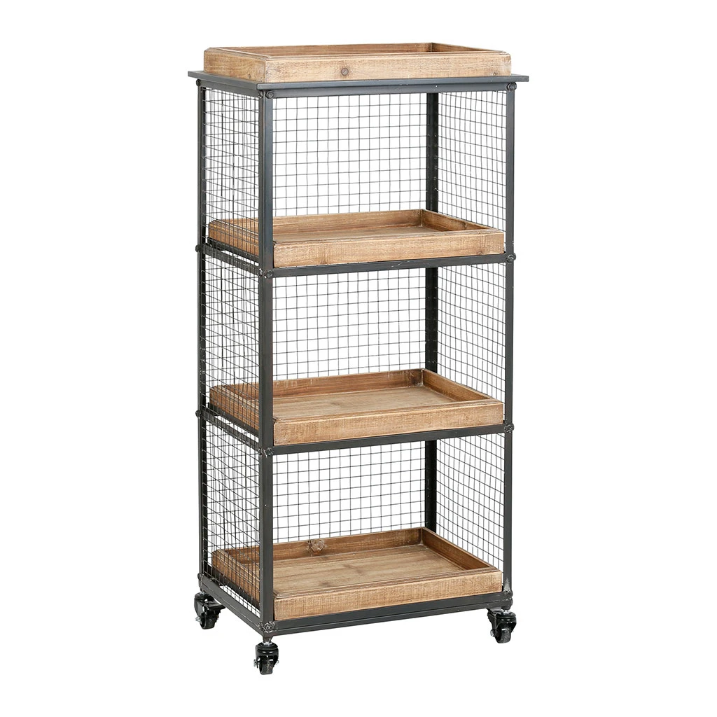 Comptoir De Famille Desserte à Roulette En Sapin Naturel Et Fer 4 Comptoir De Famille Desserte à Roulette En Sapin Naturel Et Fer – Image 2