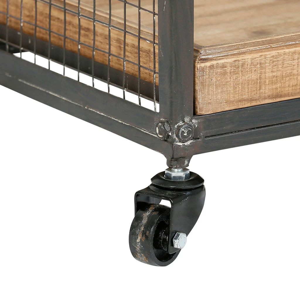 Comptoir De Famille Desserte à Roulette En Sapin Naturel Et Fer 6 Comptoir De Famille Desserte à Roulette En Sapin Naturel Et Fer – Image 4