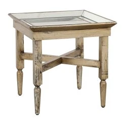 Côté Table Bout De Canapé En Bois Et Miroir - Agathe