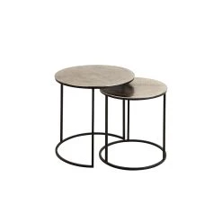 Côté Table Table D'appoint Gigogne (x2) En Fer Argent - Felia