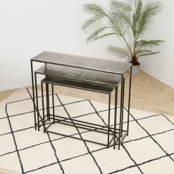Côté Table Console Gigogne (x3) En Fer Argenté - Felia -SEMA design Boutique 36483 SITU02 WEB