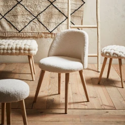 SEMA DESIGN Chaise Bouclette Ivoire Et Bois De Pin - Element -SEMA design Boutique 36791 chaise bouclette blanche