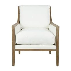Côté Table Fauteuil En Coton Blanc Et Chene - Loevan