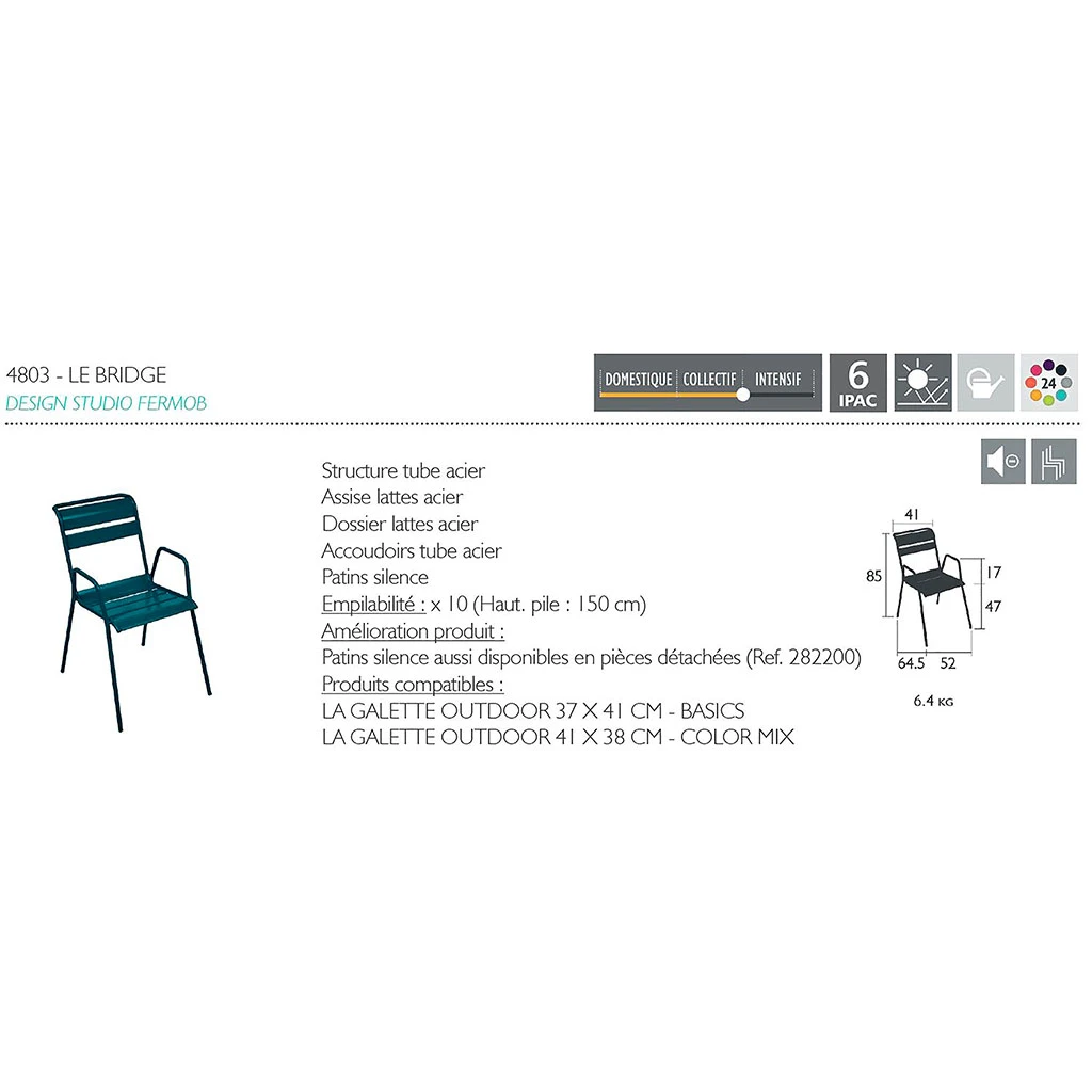 Fermob Chaise Bridge D'extérieur En Acier Carbone - Monceau 5 Fermob Chaise Bridge D'extérieur En Acier Carbone - Monceau – Image 3