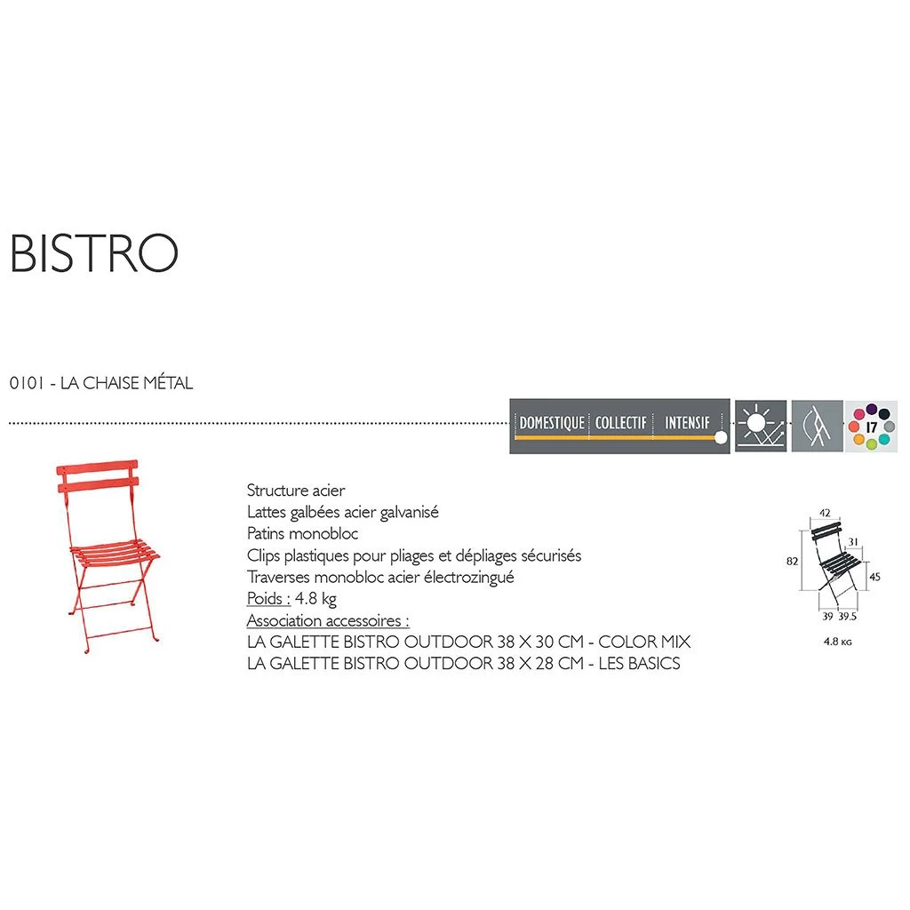 Fermob Chaise D'exterieur En Acier Romarin - Bistro 5 Fermob Chaise D'exterieur En Acier Romarin - Bistro – Image 3