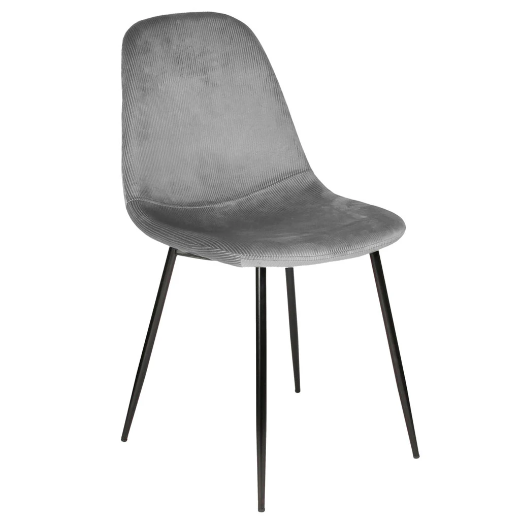 Home Déco Factory Chaise Salle à Manger En Velours Cotelé Gris - Giulia 3 Home Déco Factory Chaise Salle à Manger En Velours Cotelé Gris - Giulia