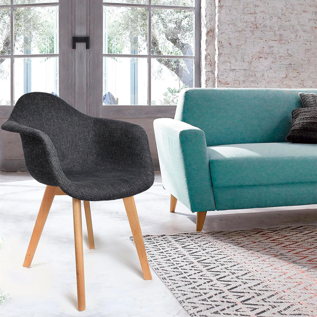 Home Déco Factory Chaise Avec Accoudoir En Tissu Grosse Maille Noir - Scarlett 8 Home Déco Factory Chaise Avec Accoudoir En Tissu Grosse Maille Noir - Scarlett – Image 6