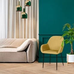 Home Déco Factory Chaise Avec Accoudoir En Velours Cotelé Moutarde - Julia -SEMA design Boutique 629679 FRN06 WEB