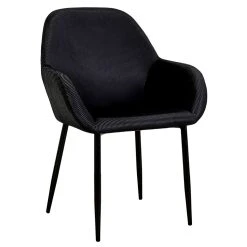 Home Déco Factory Chaise Avec Accoudoir En Velours Cotelé Noir - Julia