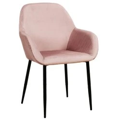 Home Déco Factory Chaise Avec Accoudoir En Velours Cotelé Rose - Julia