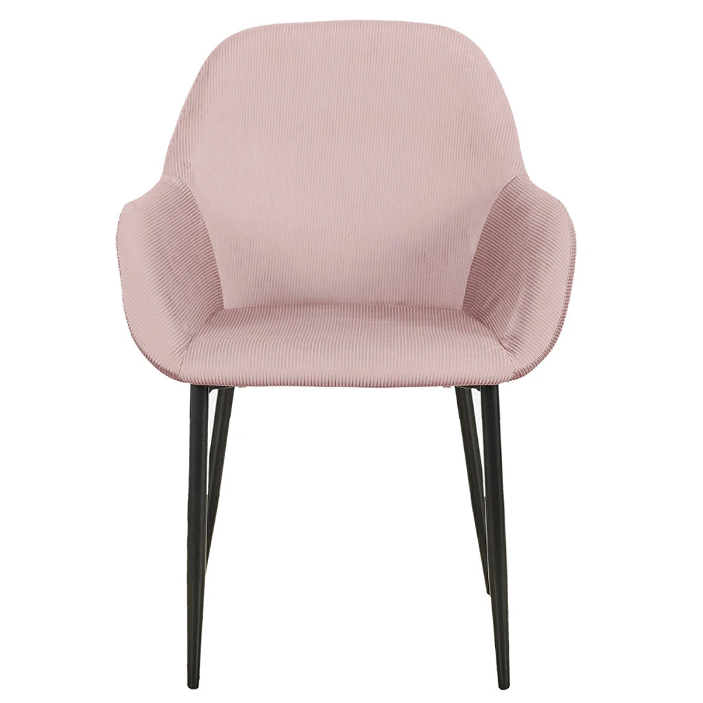 Home Déco Factory Chaise Avec Accoudoir En Velours Cotelé Rose - Julia 4 Home Déco Factory Chaise Avec Accoudoir En Velours Cotelé Rose - Julia – Image 2