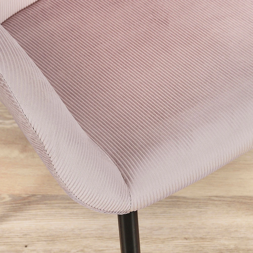 Home Déco Factory Chaise Avec Accoudoir En Velours Cotelé Rose - Julia 7 Home Déco Factory Chaise Avec Accoudoir En Velours Cotelé Rose - Julia – Image 5