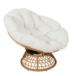 Home Déco Factory Fauteuil D'exterieur Papasan En Rotin Avec Coussin Blanc - Cancun -SEMA design Boutique 633466 FRN02 WEB
