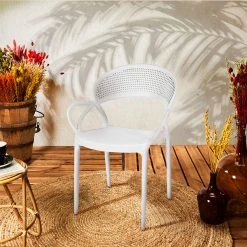 Home Déco Factory Chaise Exterieur Blanc En Plastique Sacha Empilable -SEMA design Boutique 633472 FRN04 WEB