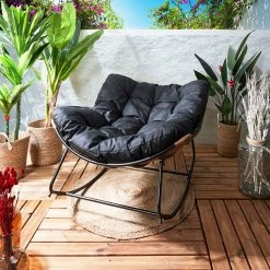 Home Déco Factory Fauteuil De Jardin A Bascule Coussin Noir -Tamia -SEMA design Boutique 633482 FRN06 WEB