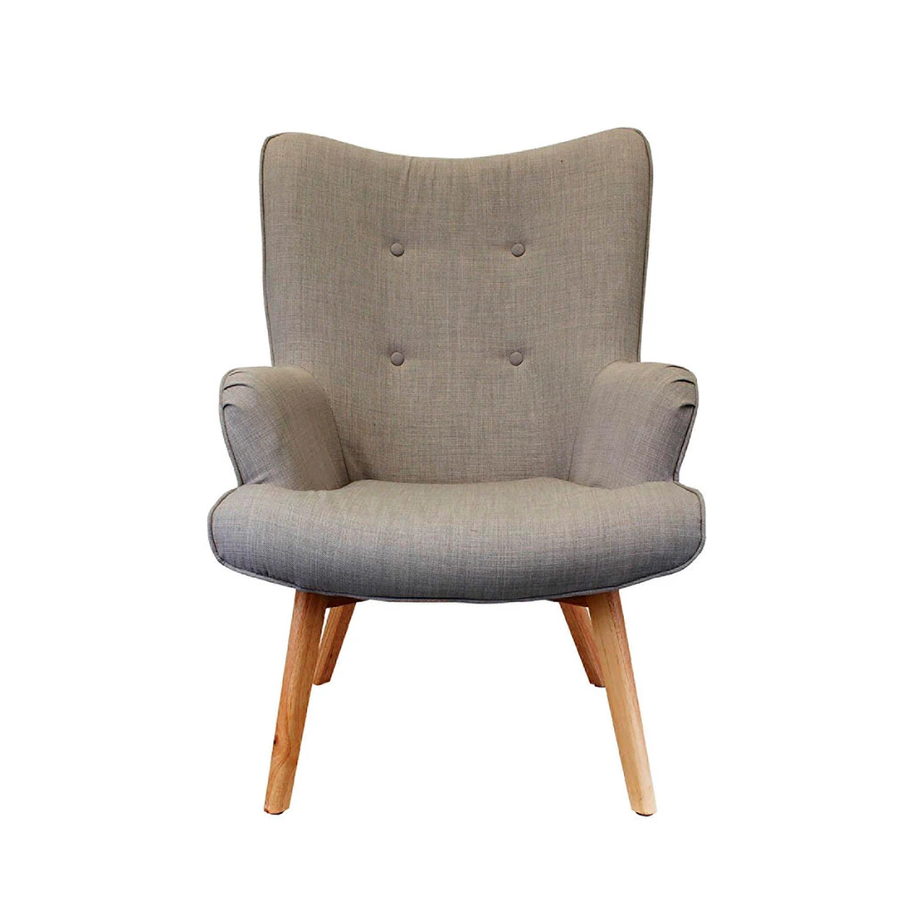 Home Déco Factory Fauteuil De Salon En Bois Et Tissu Gris - Nora 4 Home Déco Factory Fauteuil De Salon En Bois Et Tissu Gris - Nora – Image 2