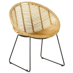 Casita Chaise En Rotin Naturel Et Fer Noir - Moana