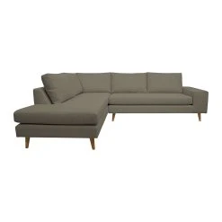 Inside Canapé D'angle Gauche 5 Places André - Velours Vintage - Adore Kaki Hunter