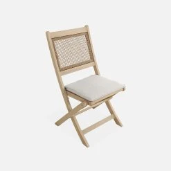 Alice's Garden Ensemble Table + 2 Chaises De Jardin Avec Coussins Beige En Acacia Et Cannage - Bohemia -SEMA design Boutique 649032 FRN04 WEB