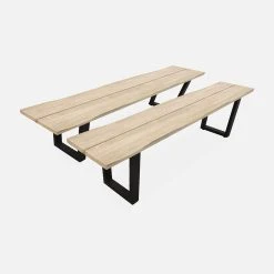 Alice's Garden Lot De 2 Bancs En Acacia Brossé Et Acier Noir L180cm - Salta -SEMA design Boutique 649037 FRN01 WEB
