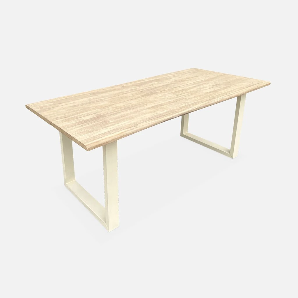 Alice's Garden Table De Jardin En Acacia Brossé Et Acier Beige L180cm - Salta 3 Alice's Garden Table De Jardin En Acacia Brossé Et Acier Beige L180cm - Salta