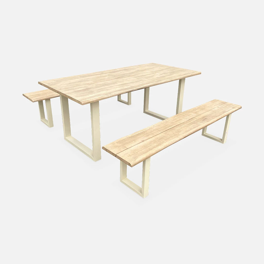Alice's Garden Table De Jardin En Acacia Brossé Et Acier Beige L180cm - Salta 6 Alice's Garden Table De Jardin En Acacia Brossé Et Acier Beige L180cm - Salta – Image 4