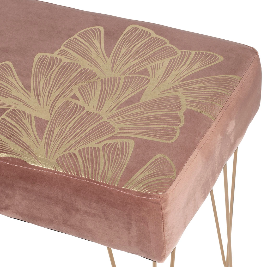 SEMA DESIGN Banc En Velours Rose Et Pieds Dorés 6 SEMA DESIGN Banc En Velours Rose Et Pieds Dorés – Image 4