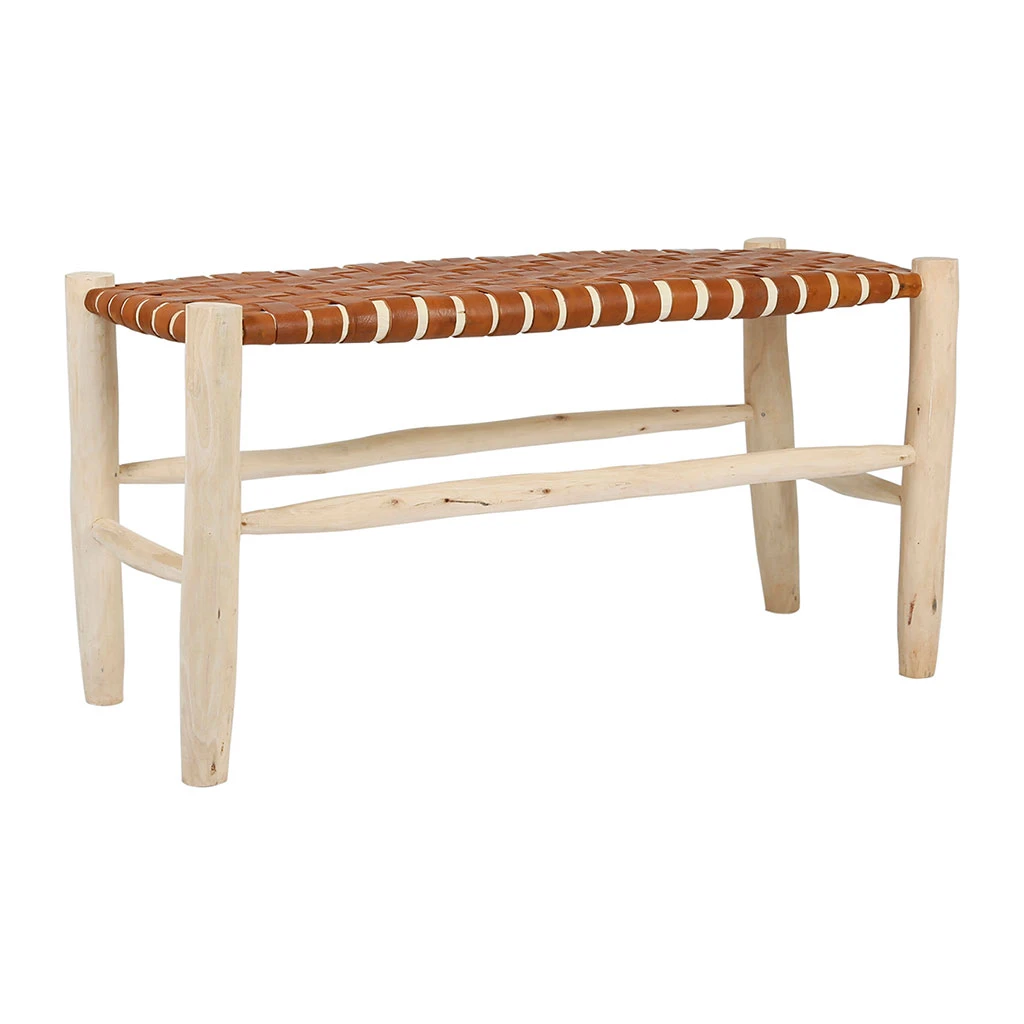 SEMA DESIGN Banc En Cuir Brun Et Bois D'eucalyptus - Cuir 4 SEMA DESIGN Banc En Cuir Brun Et Bois D'eucalyptus - Cuir – Image 2