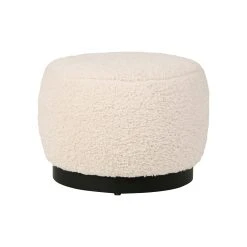 SEMA DESIGN Pouf D'intérieur En Tissu Bouclette Crème Et Noir - Cosine