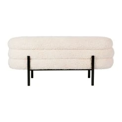 SEMA DESIGN Banc Coffre En Tissu Bouclette Crème Et Fer Noir - Cosine