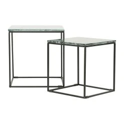 SEMA DESIGN Table Gigogne (x2) En Marbre Vert Et Fer Noir - Eskela