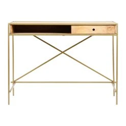 SEMA DESIGN Bureau Avec Tiroir En Manguier Et Fer Doré - Mordore