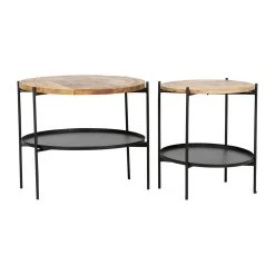 SEMA DESIGN Tables D'appoint X2 En Manguier Naturel Et Fer Noir - Hervea