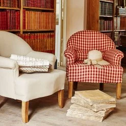 Comptoir De Famille Fauteuil Crapaud En Coton Vichy Rouge Et Pin - Margot -SEMA design Boutique 80dc9 uni hd campagne chambray