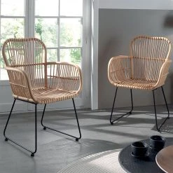 Casita Fauteuil Avec Accoudoirs En Rotin Naturel Et Fer Noir - Maya -SEMA design Boutique 939d9 chaise rotin metal nabif1