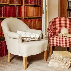 Comptoir De Famille Fauteuil Crapaud En Pin Et Coton Crème - Chambray -SEMA design Boutique c879a uni hd campagne chambray