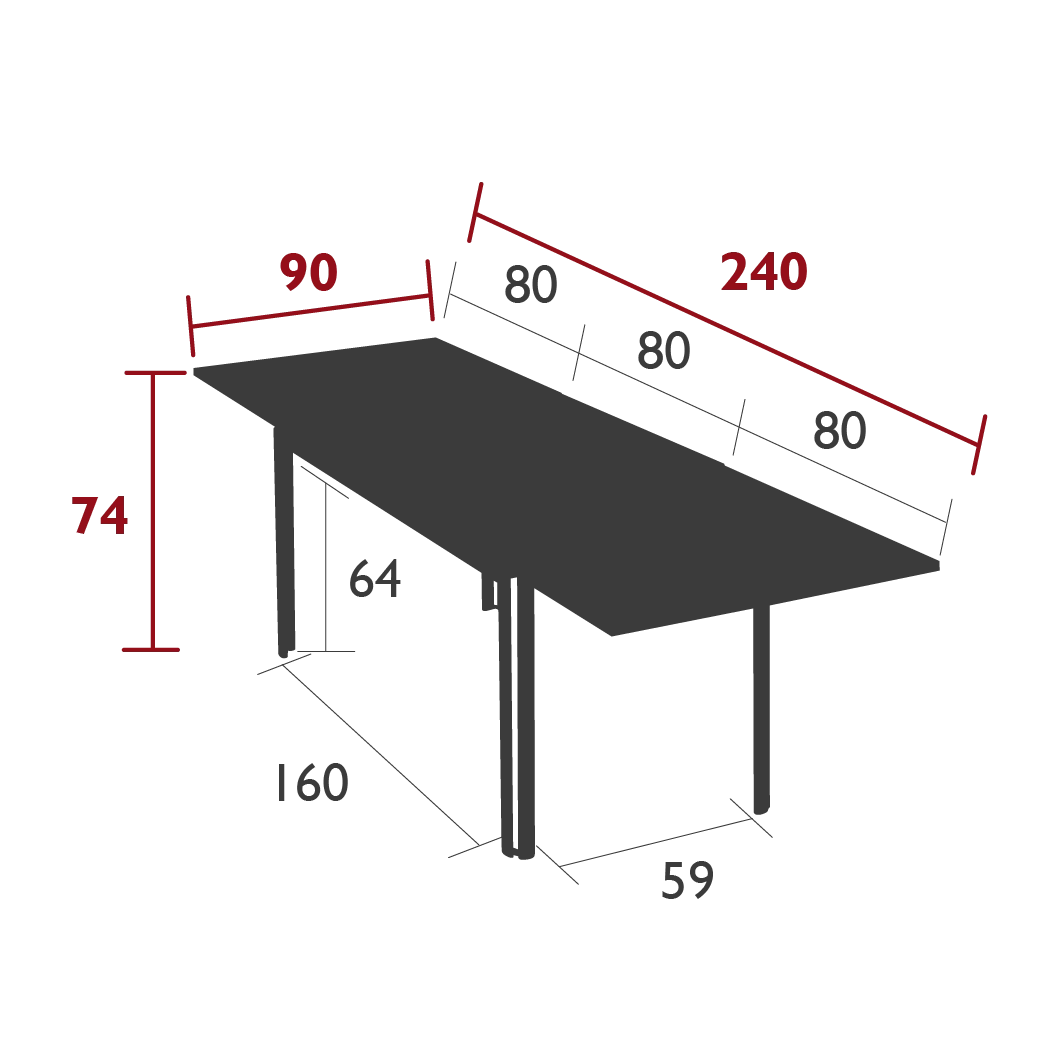 Fermob Table De Jardin Extensible En Aluminium Et Carbone 160/240x90cm - Costa 5 Fermob Table De Jardin Extensible En Aluminium Et Carbone 160/240x90cm - Costa – Image 3