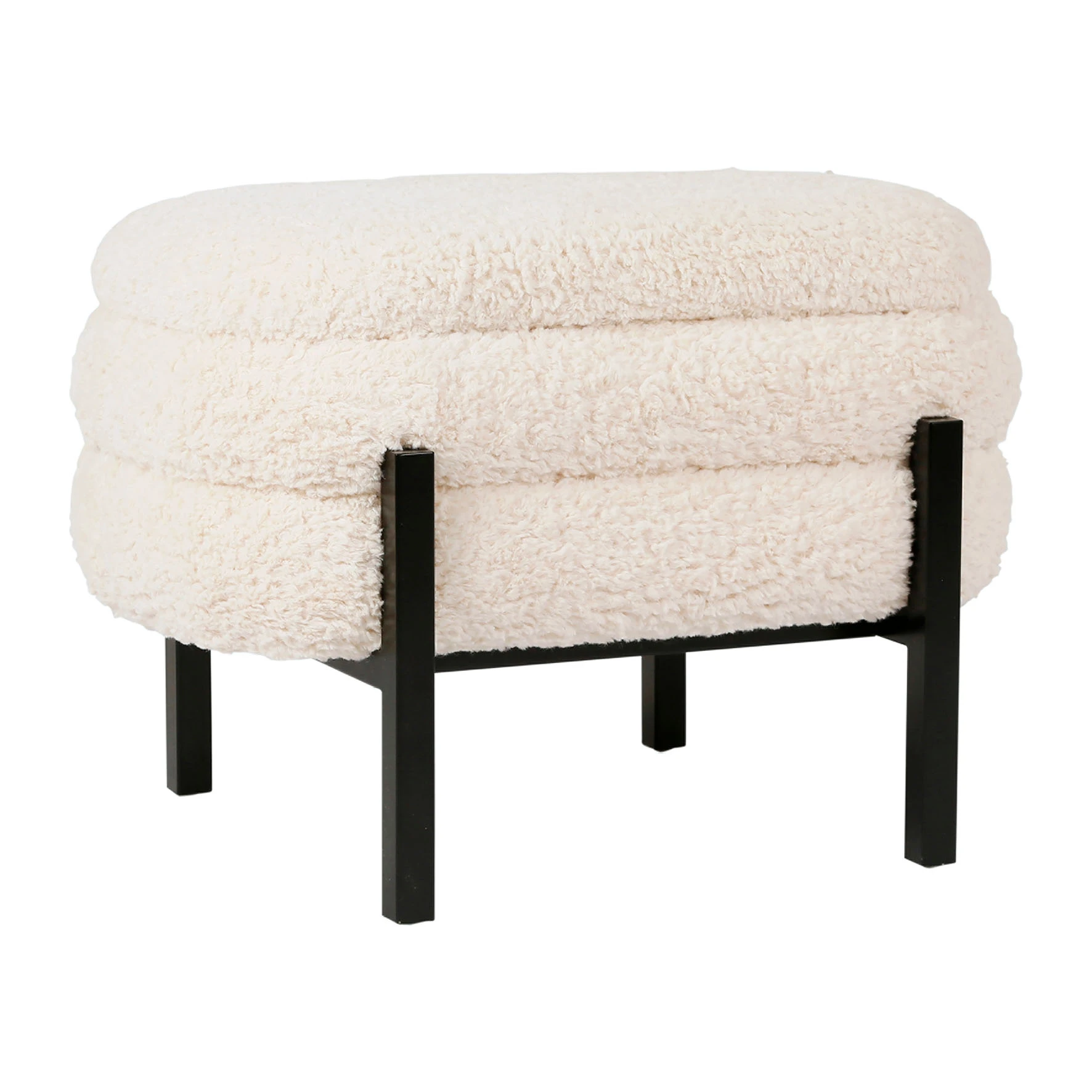 SEMA DESIGN Tabouret Coffre En Tissu Bouclette Crème Et Fer Noir - Cosine 5 SEMA DESIGN Tabouret Coffre En Tissu Bouclette Crème Et Fer Noir - Cosine – Image 3